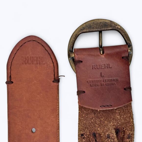 Ruehl Braided Leather Belt Womens L Boho Western Coastal Cowgirl Brass Buckle - Picture 7 of 8